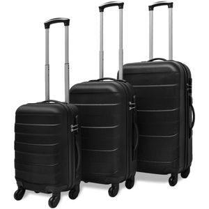 Möbel® 3er Set Hartschalen-Reisekoffer-Set Trolley|Business & Travel Luxe und Stabiler Handgepäck koffer Schwarz🎡7201