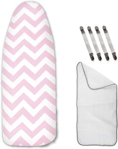 riijk Bügelbrettbezug in rosa aus Baumwolle zum Spannen mit Spezialpolster für leichtes Bügeln – universal passend