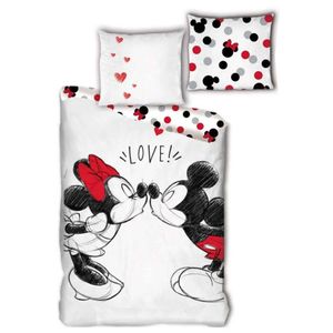 Disney Minnie Mickey Maus Kinder Bettwäsche Set 135-140x200 65x65 Bio Baumwolle