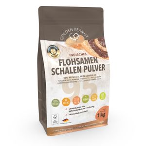 GOLDEN PEANUT Flohsamenschalen Pulver 95% 1kg – Psyllium Mehl, , glutenfrei Kochen, Backen