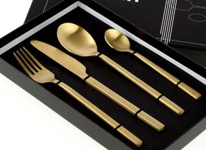 Besteck Set Golden Cutlery 4 tlg. Gold Matt Edelstahl Küche Gedeckter Tisch Neu