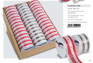 Weihnacht Ringelband Kräuselband Curling Star rot oder taupe 10 mm x 24 m 1 Spule sortiert