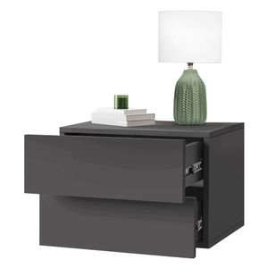 ML-Design Nachttisch hängend mit 2 Schubladen, 42x29x30 cm, Dunkelgrau