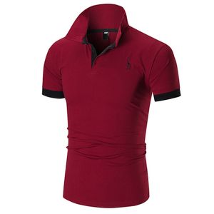 Herren Slim Fit Kurzarm Poloshirt Casual Tops Bluse Pullover Basic T-Shirts,Farbe: Rot,Größe:XL