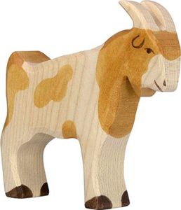 Holzfigur Ziegenbock (Bauernhof-Tiere) Holztiger 1590 Goki 80079 - Tiere aus Holz Holztiere