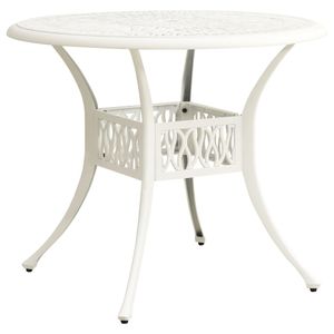 vidaXL Záhradný stôl biely 90x90x74 cm Hliníkový odliatok
