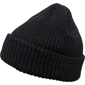 Rib Beanie, Fisherman Look, Ripp-strick - Farbe: Black - Größe: One Size