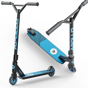 Apollo Stunt Scooter - Genius Pro 4.0 | Robuster Kinder Scooter mit ABEC 9 Kugellager | Trick Roller, Tretroller, Starker Stuntroller | Top Stunt Scooter Kinder ab 6 Jahre | perfekt auch als Cityroller - Schwarz/Blau