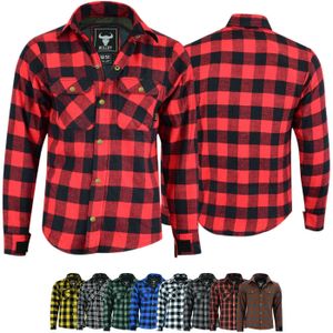 Herren Motorradhemd Lumberjack Holzfäller Hemd mit Protektoren, Größe:54/XL, Farbe:Rot