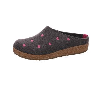 Haflinger Grizzly Cuoricino 741031 Schuhe Damen Hausschuhe Pantoffeln Wolle , Größe:40 EU, Farbe:Grau