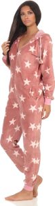 Toller Damen Schlafanzug Einteiler Jumpsuit Overall - Sterneoptik - 291 267 97 961 ; rosa , 40