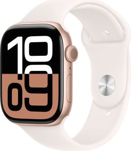 Apple Watch Series 10 46 mm Alu Rose Gold Sport Weiss M/L