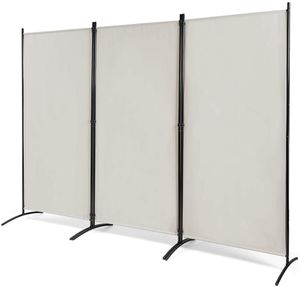 3-teiliges Sichtschutzgitter für Wohnzimmer, Büro, 260 x 183 cm, Schwarz/Weiss/Grau/Braun (weiss)