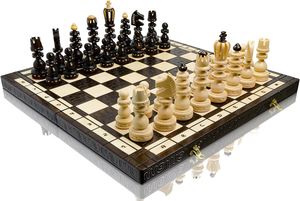 Exkluzivní ROMAN extra velká 53cm krásná dřevěná šachová sada