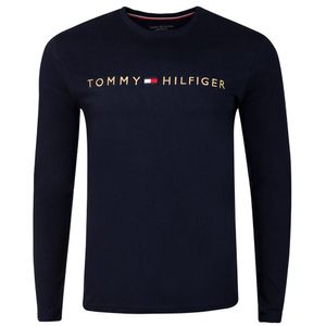Tommy Hilfiger Herren Lounge Langarm-Logo-T-Shirt, Schwarz L