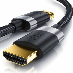 Primewire - 1m High Speed 8K HDMI Kabel 2.1 Ethernet ARC 3D 4K Ultra HD 7680x4320 @ 120 Hz PS4 360 TV OLED PC Laptop Beamer Monitor - Schwarz/Silber