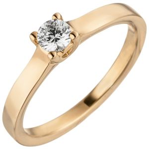 JOBO Damen Ring 52mm 585 Gold Rotgold 1 Diamant Brillant 0,15 ct. Diamantring Solitär