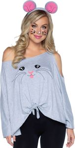 Maus Poncho-Shirt - Fasching Halloween Kostüm Umhang Größe: M-L