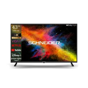 Smart TV SCHNEIDER 43SC691K Ultra HD 4K, 109 cm, Dolby Audio, Disney Plus, YouTube, Wi-Fi, OS VIDAA, , čierna