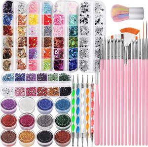 Nageldesign Zubehör Nail Art Dekoration Zubehör Set,Nagelpinsel Set , 38-tlg. Maniküre-Werkzeuge, Nail Art Dekorationen, Pinsel Für Gelnägel