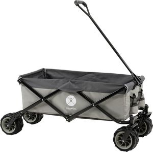 Miweba Faltbarer Bollerwagen MB-30 - 120 Kg Traglast -Ziehstange - Klappbar - Handwagen faltbar - Breite Reifen - Gartenwagen - (Hellgrau/Dunkelgrau)