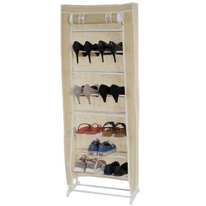 Skříňka na boty Camping Cupboard Skládací látková skříňka 140x52x18cm krémová