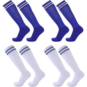 4 Paar Fußballsocken Kinder Unisex, Sportsocken Trainingssocken Elastische Socken für Jungen und Mädchen von 5-12 Jahren für Fußballtraining