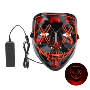 PVC LED Maske mit 3 Verschiedenen Modi für Halloween Horror Party Purge Verkleidung -Fluoreszierend Rot