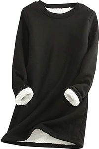 ASKSA Women's Long Sleeve Thick Fleece Shirt Lamb Cashmere Warm Pullover Sweatshirt Oversize Top, Schwarz, 3XL