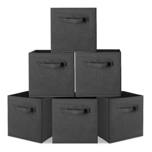 Stoffbox Faltbox im 6er Pack, Aufbewahrungsbox, für Kleiderschrank und Schubladen, 27x26x28cm, Schwarz