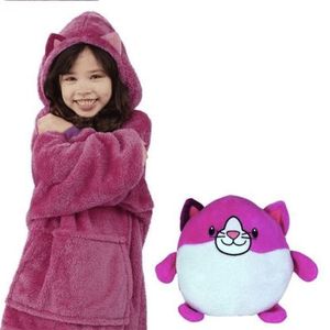 Kinder Hoodie Weiche Warme Decke Sweatshirt Oversize Haustiere Plüsch Nettes Kissen, 50*70cm | PILLOWPET Rosa Kätzchen