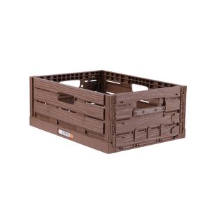 Stabile Faltbox im Holzdesign 40 x 30 x 16,3cm ( LxBxH ) Stapelbarer Faltbarer Einkaufskorb 16L - Robuste Klappkiste - Gemüsekiste Obstkiste
