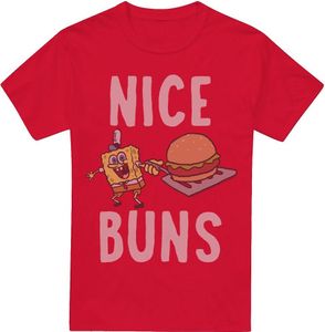 SpongeBob SquarePants - "Nice Buns" T-Shirt für Herren TV6802 (L) (Rot)