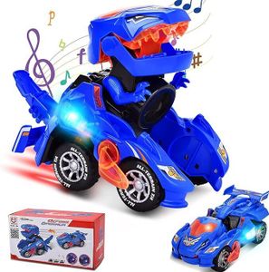 Transformer Dinosaurier Auto, 3D mit LED und Musik, Auto Kinder Spielzeug - DYNOCAR Blau
