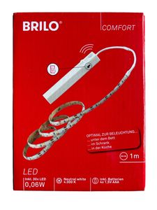 Brilo LED Streifen mit Bewegungssensor, Hintergrundbeleuchtung, indirekte Beleuchtung für Bett, Schrank, Regal, Küche, neutrales Weiß, selbstklebend
