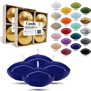 CANDLY HANDMADE© 4x Groß Schwimmkerzen Premium Ø 70mm | Valentinstag, Ostern, Weihnachten, Dekoration, Candles, Kerzen für Damen (Blau)