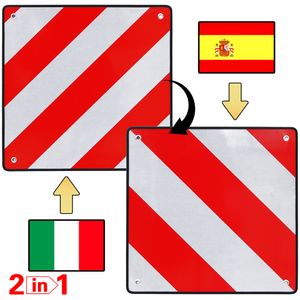 2in1 Warntafel Spanien UND Italien Aluminium 500mm rot-weiß Heckträger Anhänger
