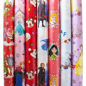 5 Rollen Geschenkpapier Kinder Disney Motive - 2m x 70 cm - Geschenkverpackung - Weihnachtspapier - Weihnachtsgeschenkpapier Mädchen