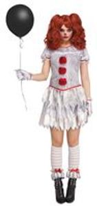4-teiliges Halloween DAMEN Kostüm Carnevil Clown