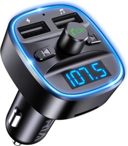 Bluetooth 5.3 FM Transmitter, Auto Radio Adapter mit Mikrofon & 2 Aufladung, LED Display Ladegerät, Freisprechen Car Kit, Musik-Player