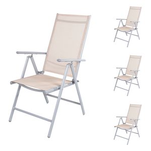 4er Set Garten Klappstuhl Aluminium - Textilen Silbergrau/Beige