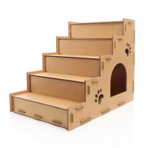 Katzentreppe mit 6 Stufen Katzenhaus aus Pappe Katzenhaus Katzenhöhle Karton Stecksystem