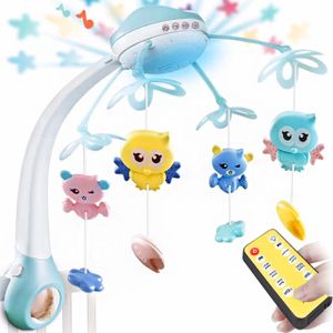 MalPlay Mobile mit Spieluhr und Sternenlicht Projektor | mit Fernbedienung | 500 schönen Melodien | Babymobile für Kinderwagen Kinderbett | Fernbedienung | Spielzeug für Neugeborene ab Geburt