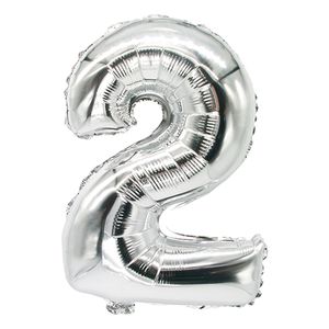 Balon foliowy 35 cm x 20 cm srebrny "2"