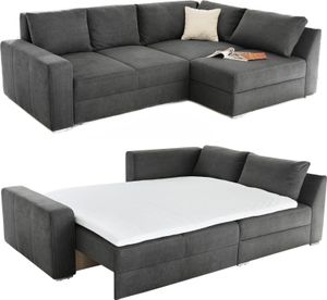 Federkern Ecksofa Schlafcouch L-Polsterecke Topper Bettkasten in Anthrazit Grau Federkern Ecksofa Schlafcouch L-Polsterecke Topper Bettkasten in Anthrazit Grau