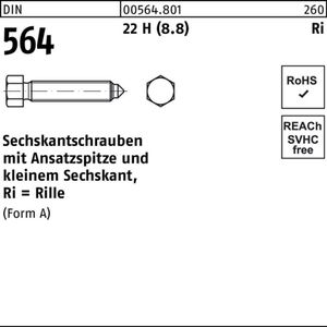 Sechskantschraube DIN 564 m.Ansatzspitze AM 8 x 30 22 H (8.8)