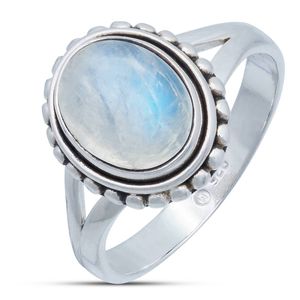 Ring GAMSA aus 925er Sterling Silber, Ringgröße:48, Stein:Regenbogen Mondstein
