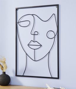 Wandbild "Madame" Gesicht aus Metall, matt schwarz, modern & abstrakt, Wanddekoration, Wandschmuck