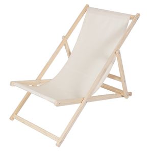Mucola plážové kreslo skladacie plážové ležadlo drevené záhradné ležadlo ležadlo na slnenie - béžové
