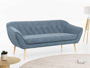 Sofa, Skandinavischer Stil, Holzbeine - PIRS - 3 Sitzer - Blau - Struktur